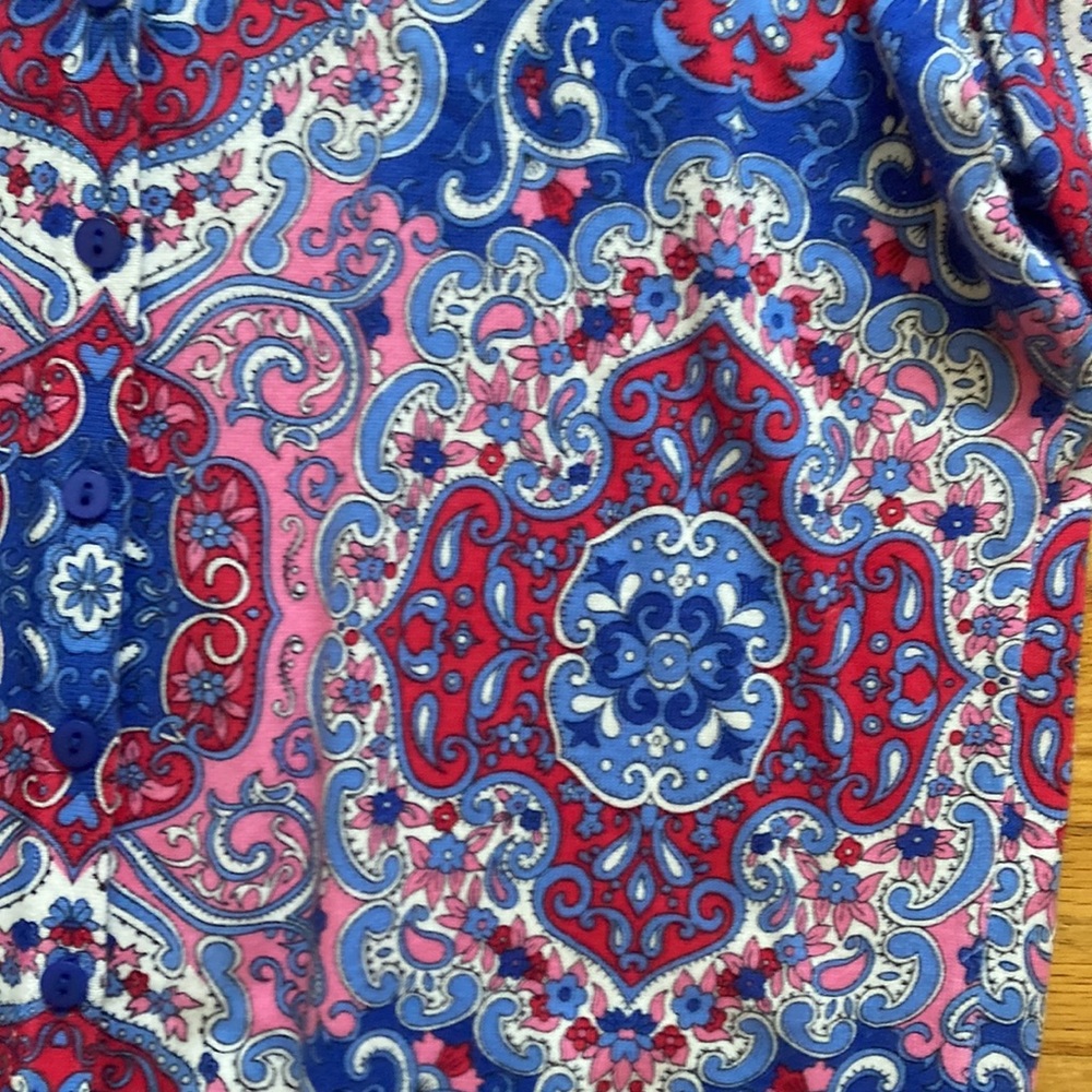 Bright Patterned Cardigan Sweater - image 4